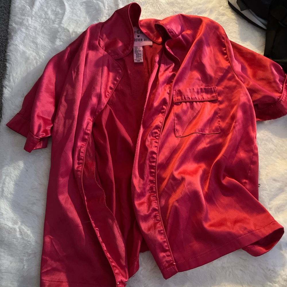 Forever 21 Cherry Satin Blouse